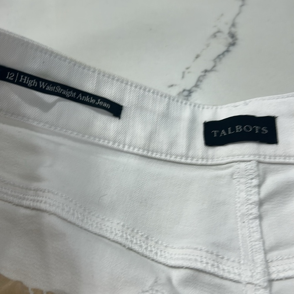 Talbots High Waist Straight Ankle White Jeans. Size 12 - Picture 5 of 14